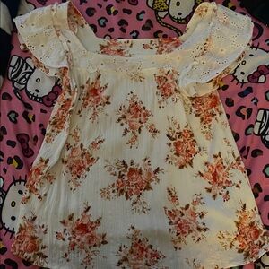 Floral Ruffle Sleeve Blouse